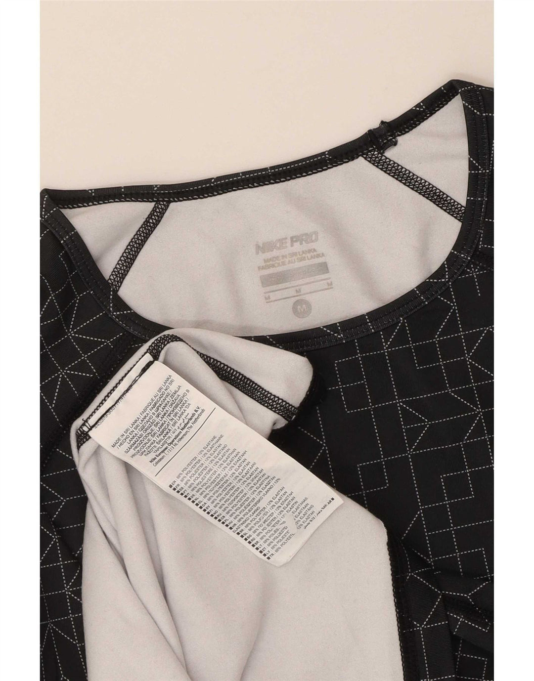 Nike Dri Fit Top manga larga para mujer UK 40 Mediano Negro Geométrico Poliéster
