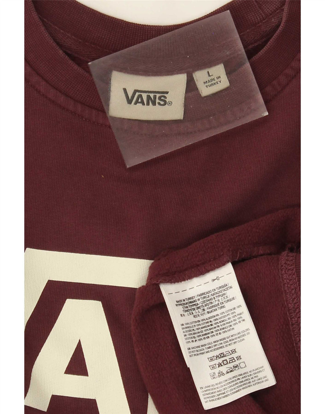 Vans Hombre Sudadera Gráfica Jumper Large Borgoña Algodón