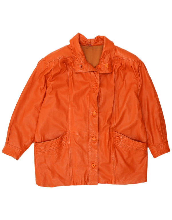 VINTAGE Chaqueta de cuero de gran tamaño para mujer IT 44 Naranja medio