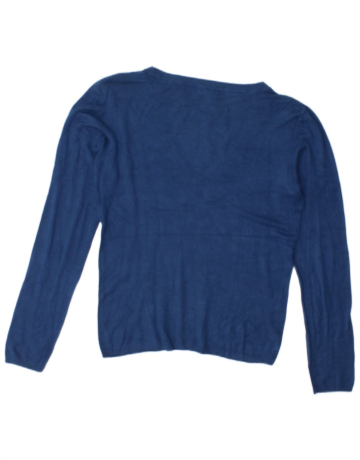 Zara - Jersey con cuello en V para mujer, talla 40, talla grande, rayón azul