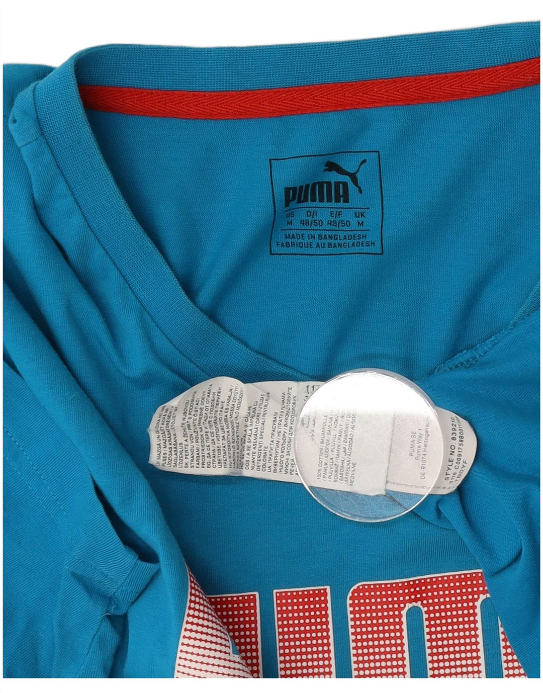 Camiseta Puma Hombre Graphic Top Algodón Azul Medio
