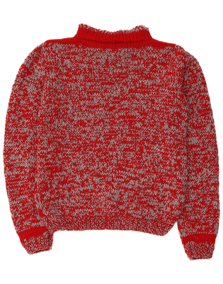 Vintage mujer tortuga cuello jersey suéter Reino Unido 14 medio rojo rayas