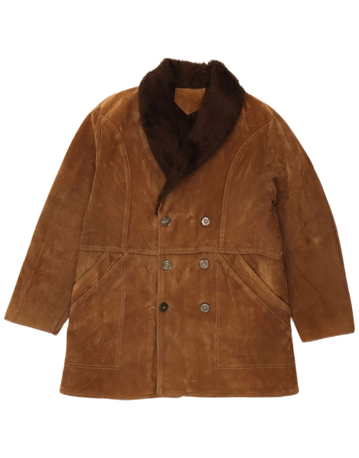 Vintage hombres Sherpa chaqueta Reino Unido 42 XL marrón