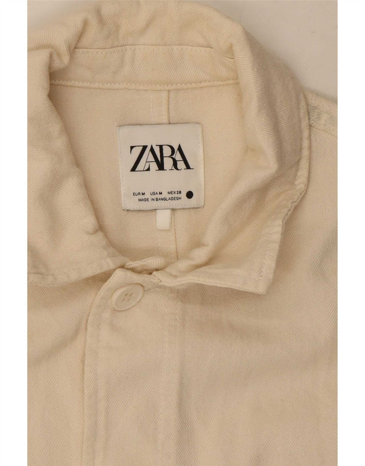 Zara Mujer Chaqueta Utilitaria UK 40 Mediana Off White Algodón