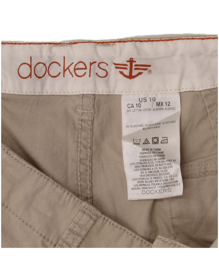 DOCKERS Pantalones cortos chinos para mujer US 10 grande W32 algodón beige