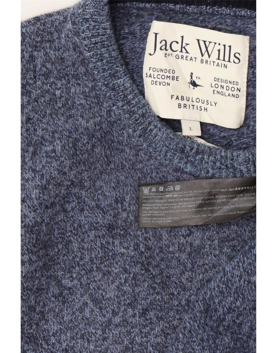 Jack Wills Jersey De Cuello Redondo Para Hombre De Lana Moteada Azul Grande