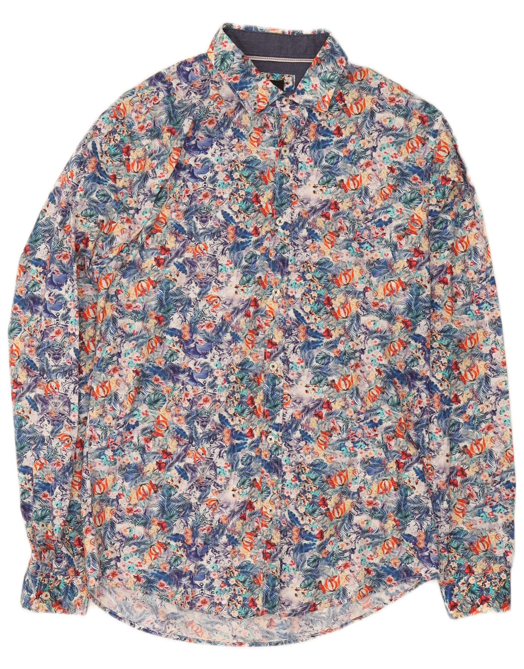 Zara Hombre Camisa Slim Fit Algodón Floral Multicolor Mediano