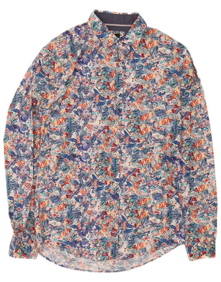 Zara Hombre Camisa Slim Fit Algodón Floral Multicolor Mediano