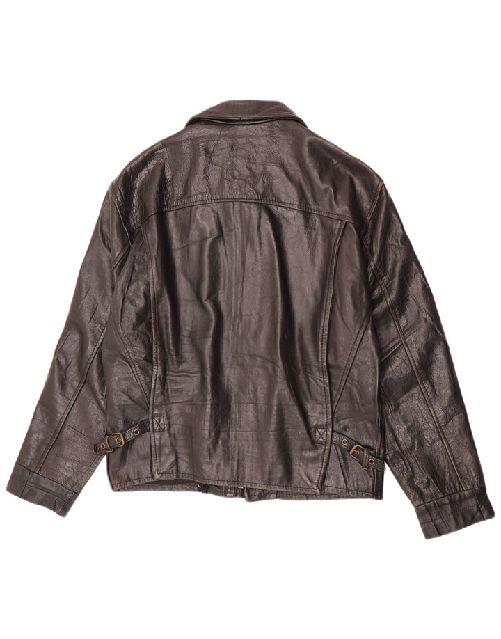 Vintage hombres chaqueta de cuero Reino Unido 36 pequeño marrón