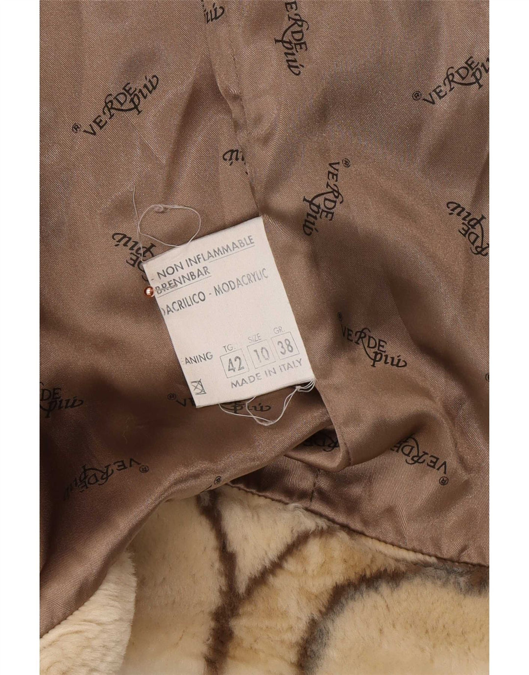 Verde Piu Abrigo extragrande con capucha para mujer IT 42 Beige medio geométrico