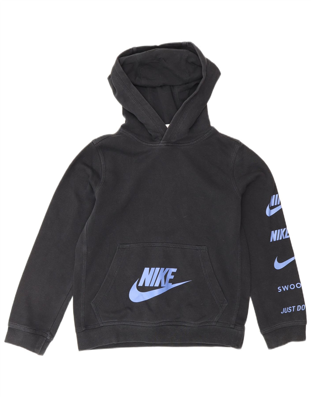 Nike - Sudadera con capucha para niño (10-11 años, talla mediana, algodón negro)