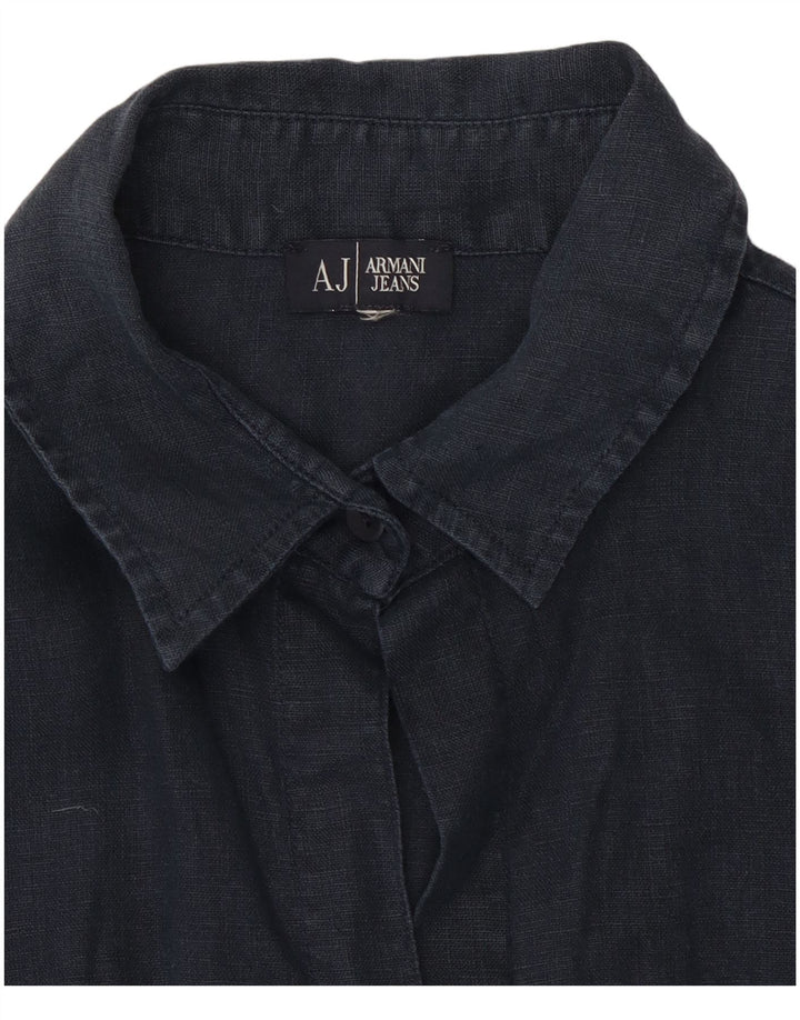 Armani Camisa de manga corta para mujer UK 10 Small Azul marino