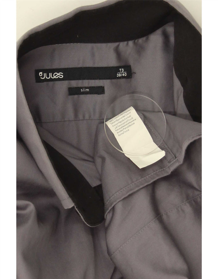 Camisa Jules Hombre Slim Fit Talla 39/40 Algodón Gris Medio