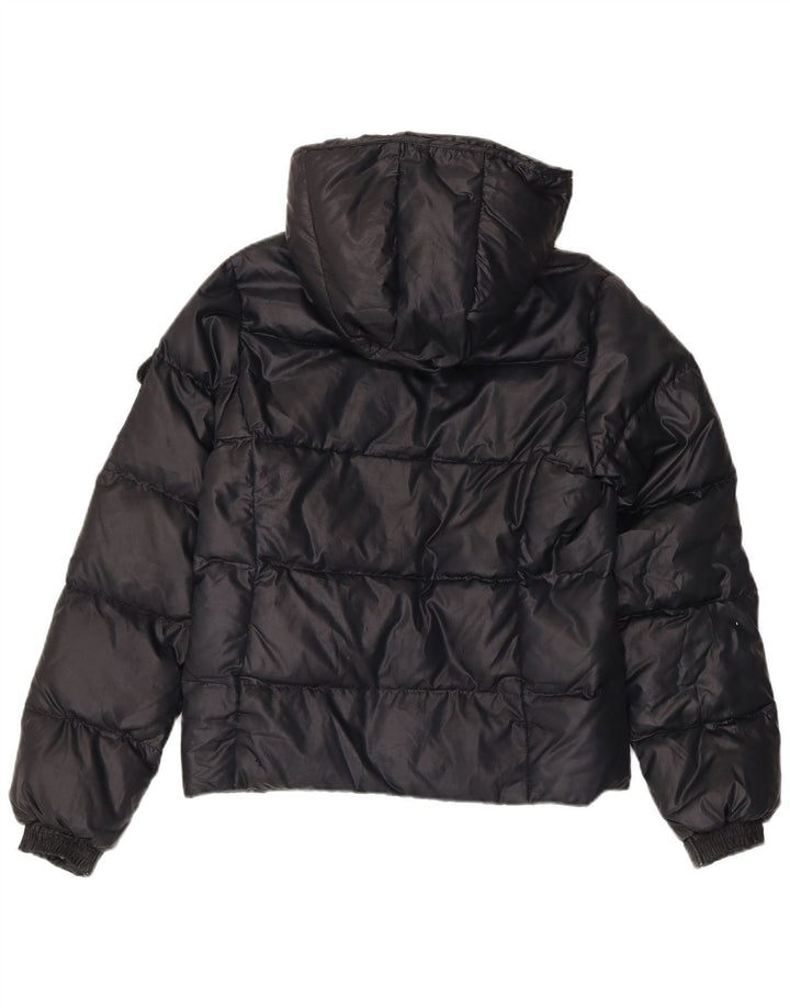 Champion Chaqueta Acolchada Con Capucha Para Mujer UK 10 Small Poliéster Negro