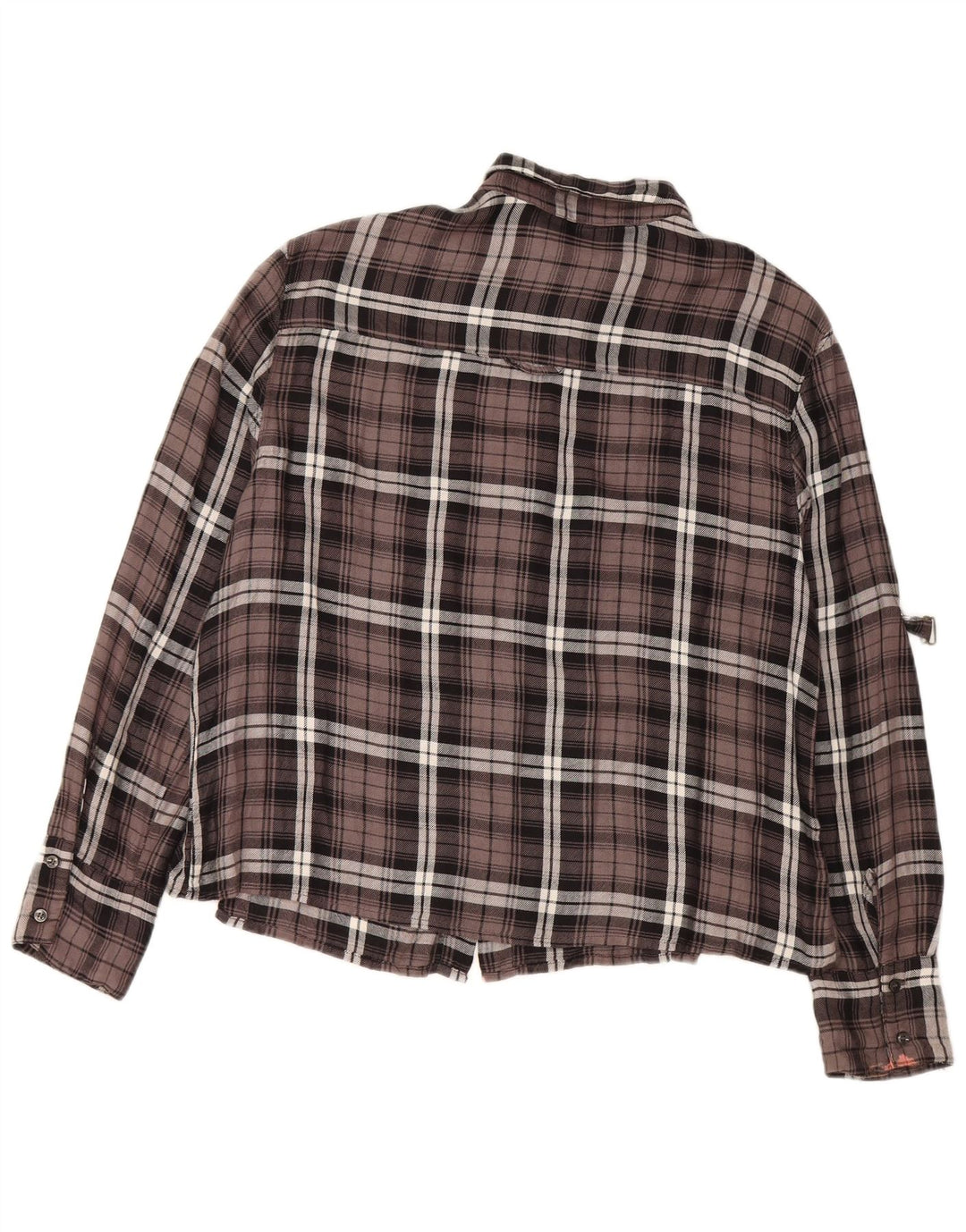 BENETTON Camisa de franela extragrande para mujer UK 10 Small Brown Check Viscosa