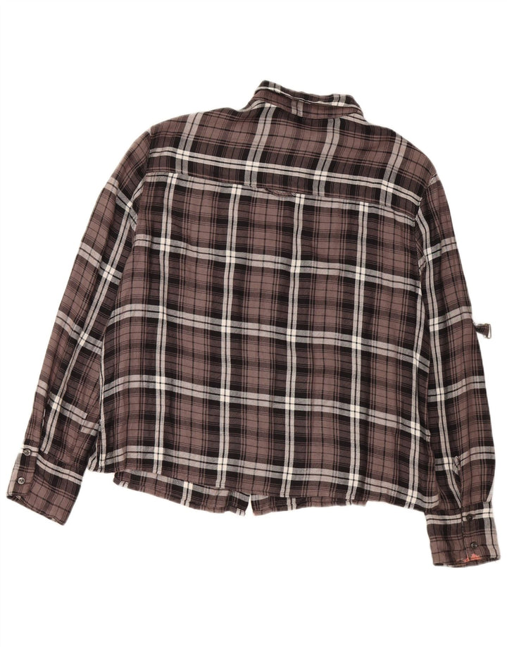 BENETTON Camisa de franela extragrande para mujer UK 10 Small Brown Check Viscosa