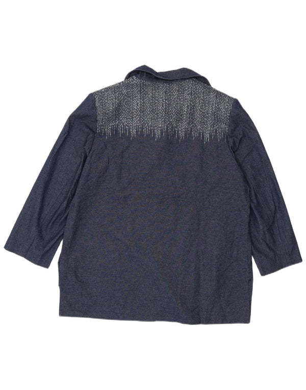 Ungaro Chaqueta Blazer de 4 Botones y Manga 3/4 para Mujer UK 46 Grande Azul Marino