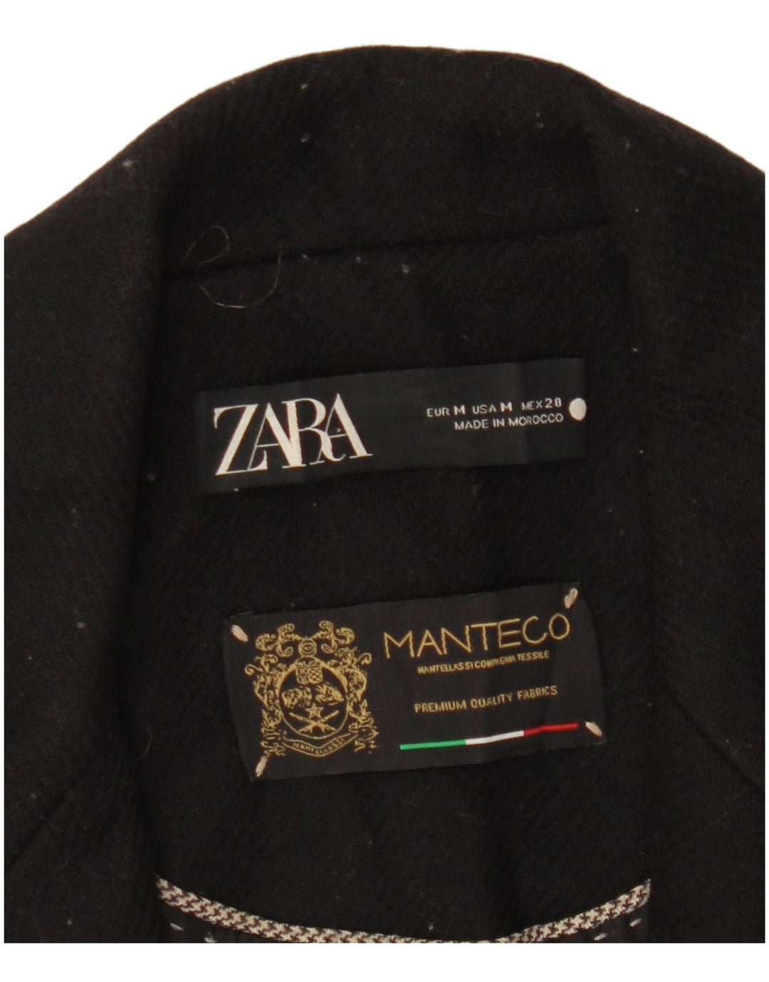 Zara Mujer Manteco Abrigo Reino Unido 12 Mediano Negro