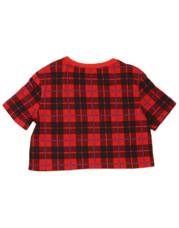 Nike Camiseta corta extragrande para mujer UK 6 XS Algodón a cuadros rojos