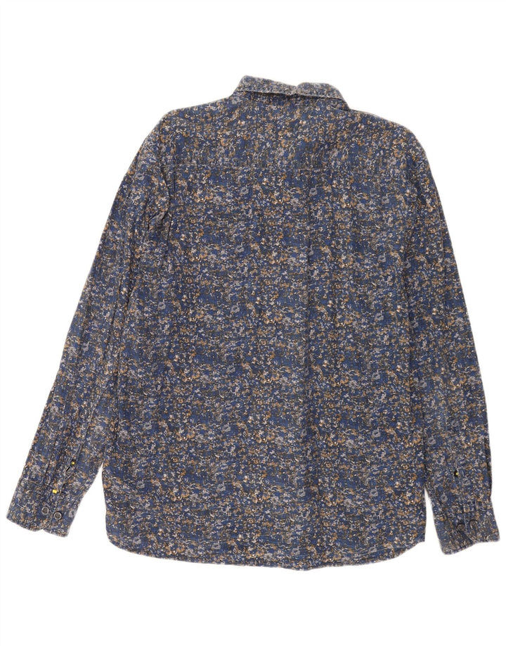 Camel Active Camisa para hombre Grande Azul Marino Floral Algodón