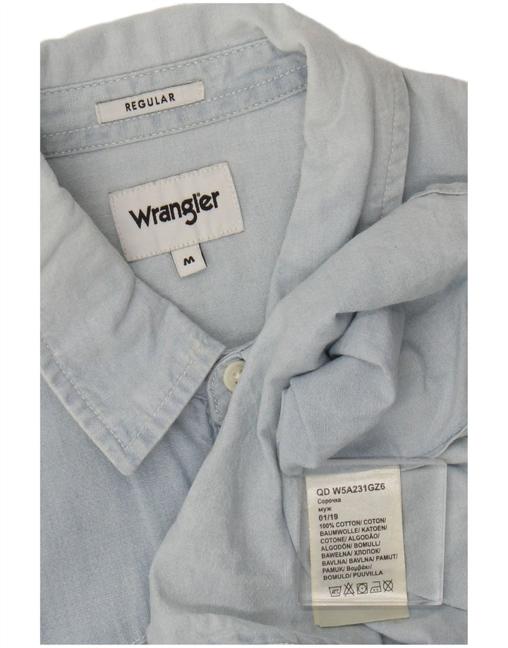 Camisa Regular Wrangler Hombre Azul Medio Algodón