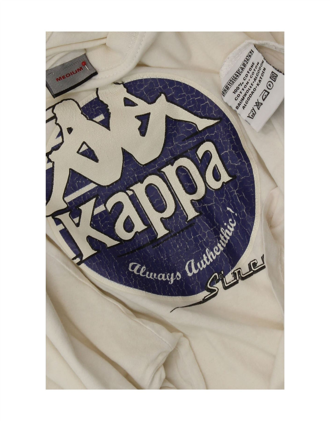 Kappa Hombre Camiseta Gráfica Top Medium Blanco Algodón