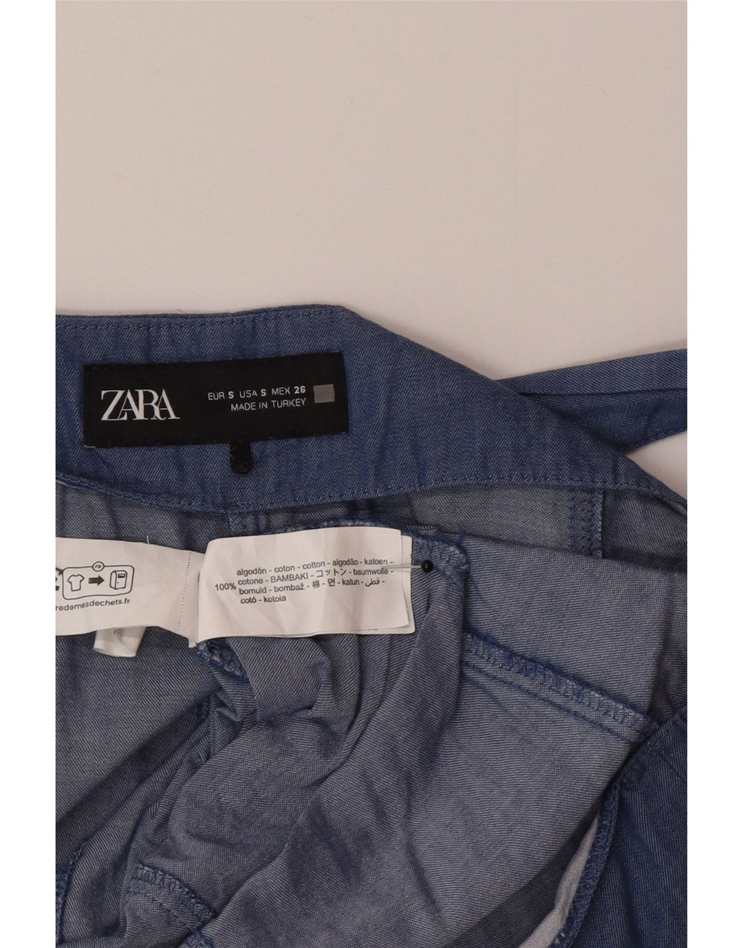 Zara Mujer Mono Corto UK 10 Pequeño Algodón Azul