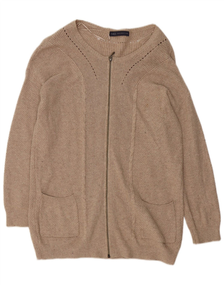 Marks & Spencer Suéter tipo cárdigan largo extragrande para mujer UK 8 Small Beige