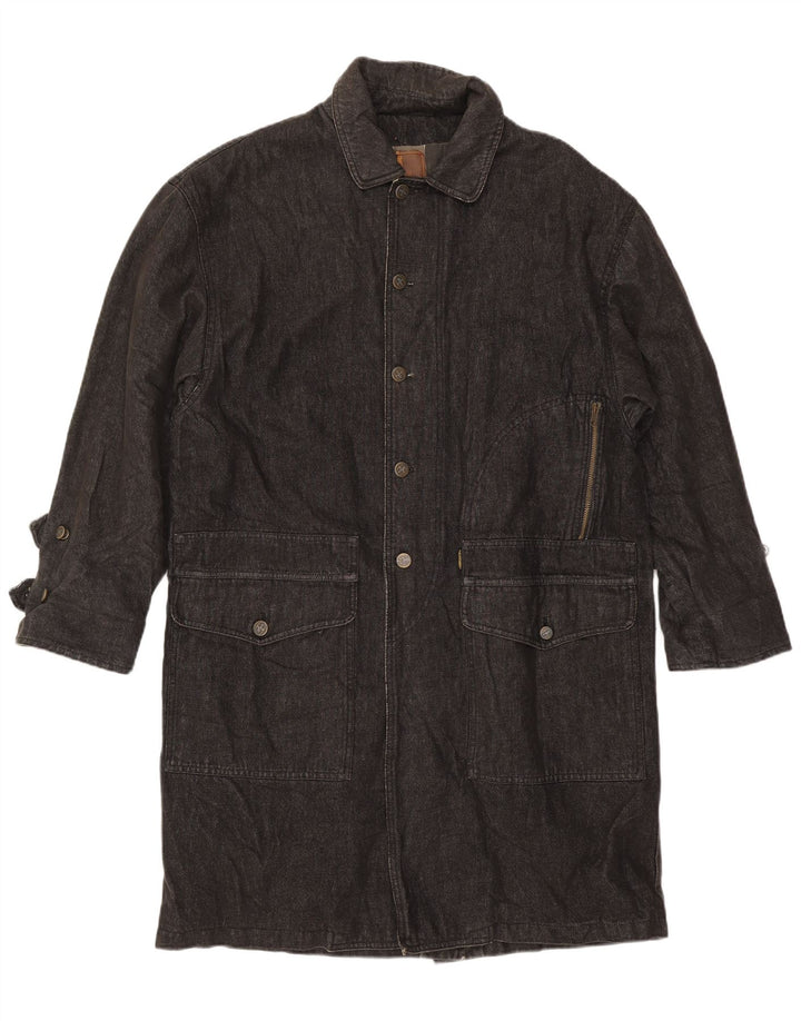 Trussardi Abrigo vaquero para hombre UK 40 Large Azul marino Algodón