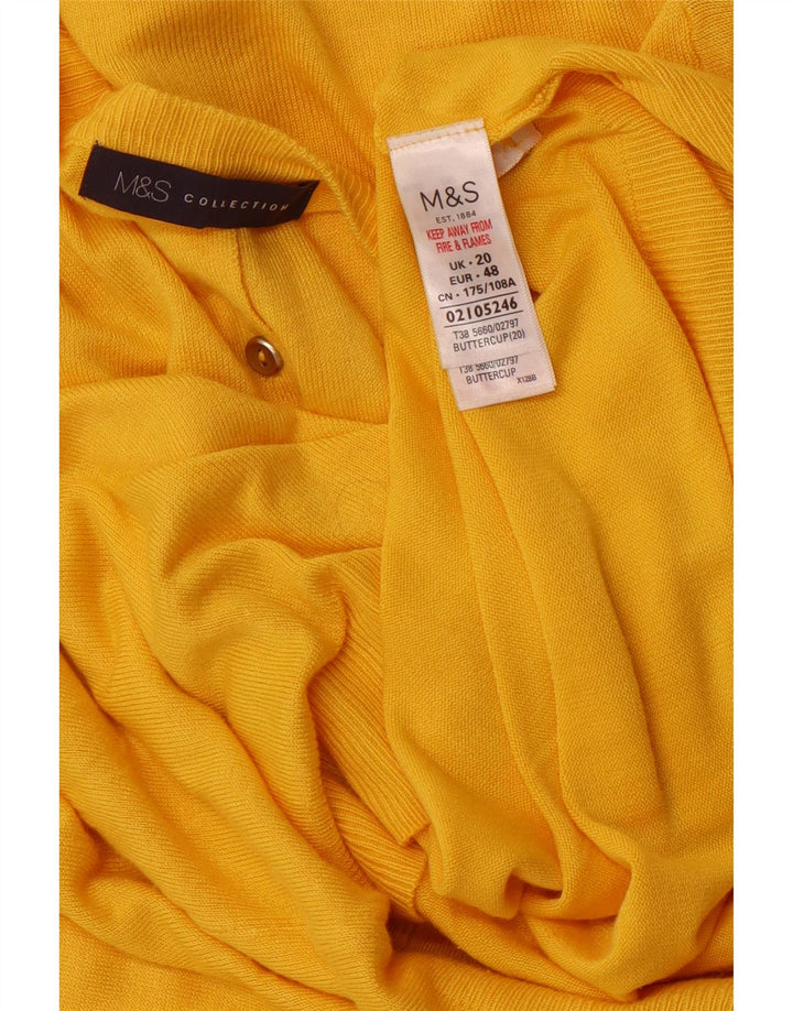MARKS & SPENCER Suéter tipo cárdigan para mujer UK 20 2XL Viscosa amarilla