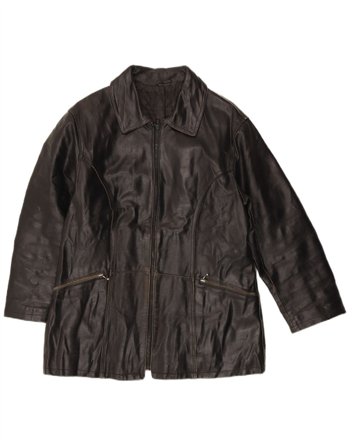 VINTAGE Chaqueta de cuero para mujer IT 42 Cuero negro medio