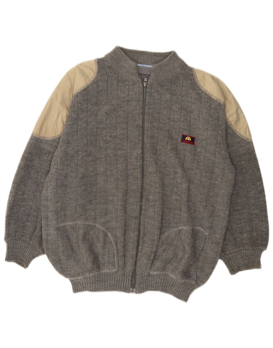 VINTAGE Suéter cárdigan para mujer Reino Unido 18 XL Bloque de color gris