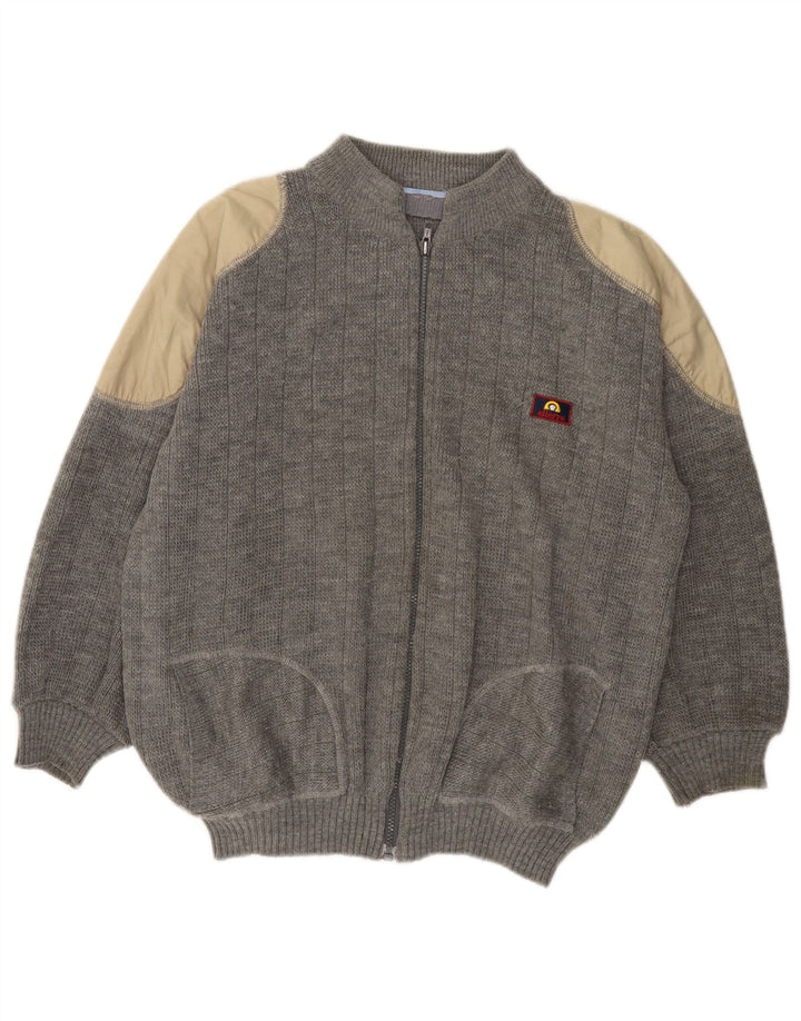 VINTAGE Suéter cárdigan para mujer Reino Unido 18 XL Bloque de color gris