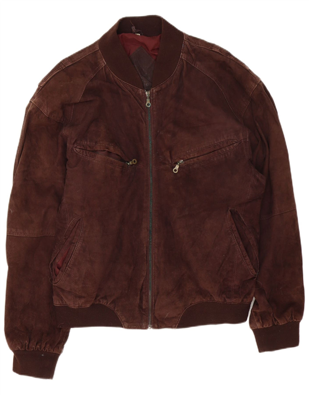 Vintage hombres ante bomber chaqueta Reino Unido 42 XL cuero marrón