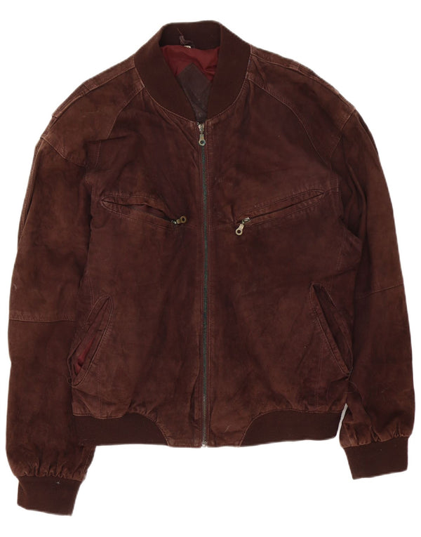 Vintage hombres ante bomber chaqueta Reino Unido 42 XL cuero marrón