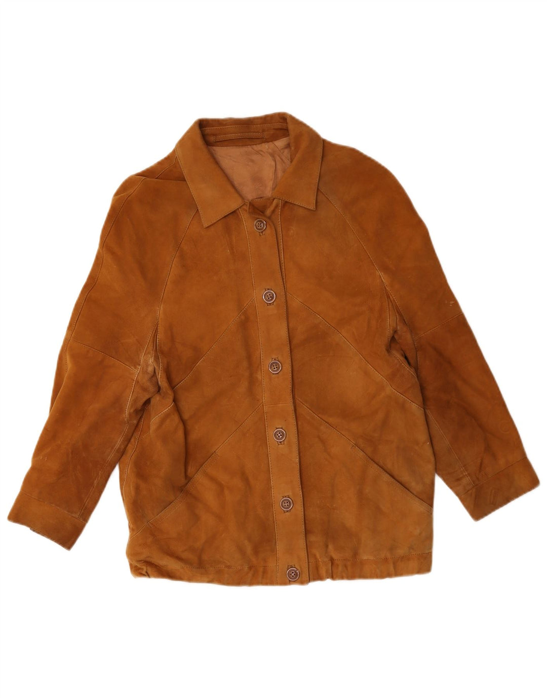 Vintage mujer ante chaqueta Reino Unido 12 Medio Beige
