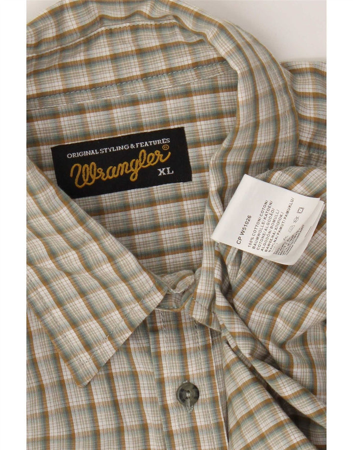 Camisa Wrangler Hombre XL Algodón Cuadros Beige