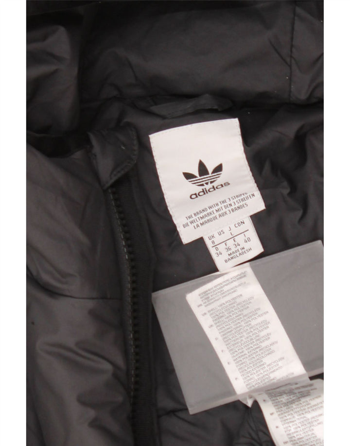 ADIDAS Chaqueta acolchada con capucha para mujer UK 8 Small Poliéster negro