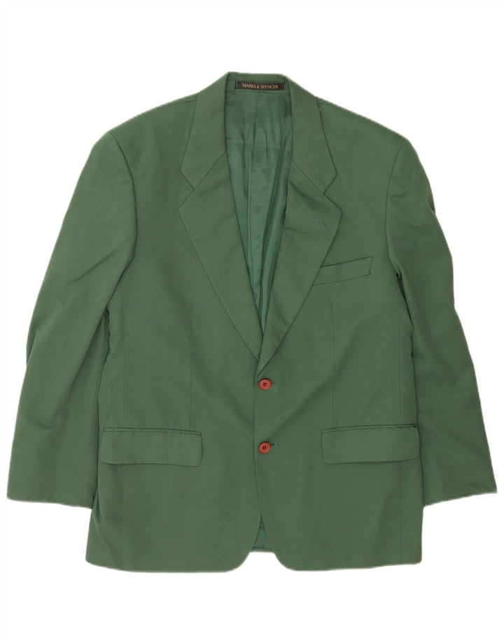 Marks & Spencer Chaqueta tipo blazer de 2 botones para hombre UK 40 Poliéster verde medio