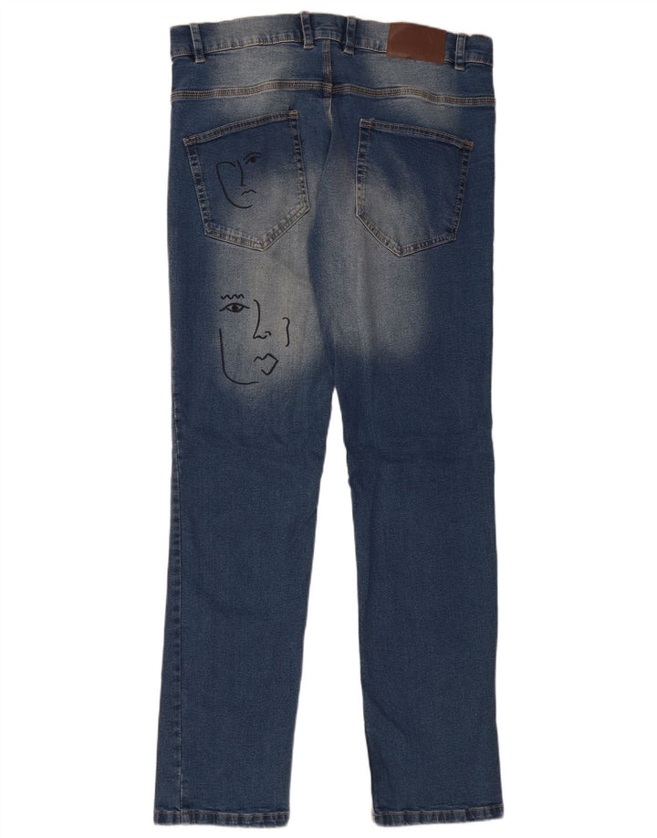 FRENCH CONNECTION Vaqueros ajustados gráficos para mujer W32 L32 Algodón azul