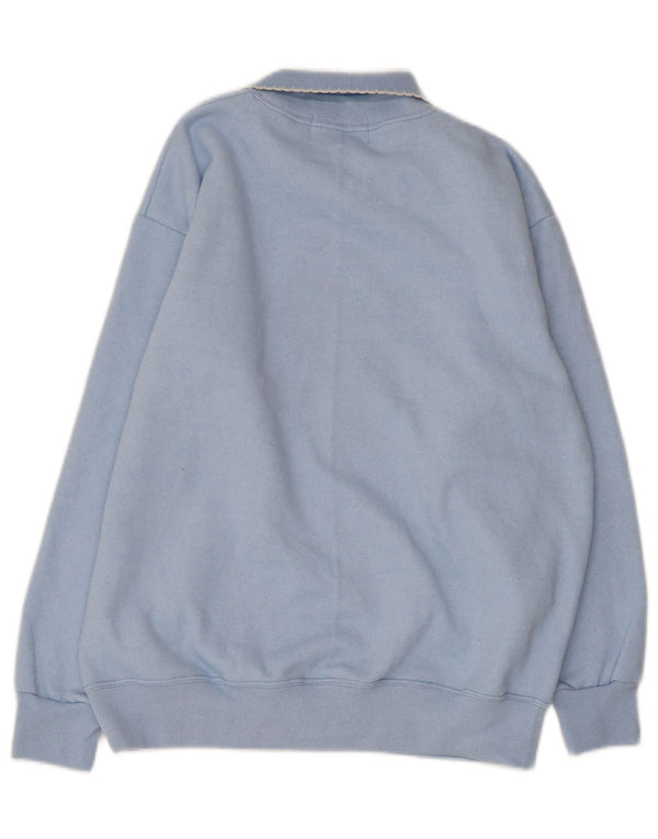 VINTAGE Mujer Polo Cuello Jersey Suéter Reino Unido 14 Mariposa Floral Azul Medio