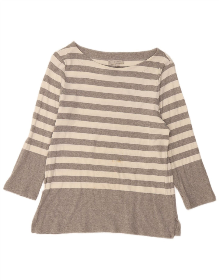 HOBBS Top para mujer manga 3/4 UK 40 Algodón a rayas gris grande