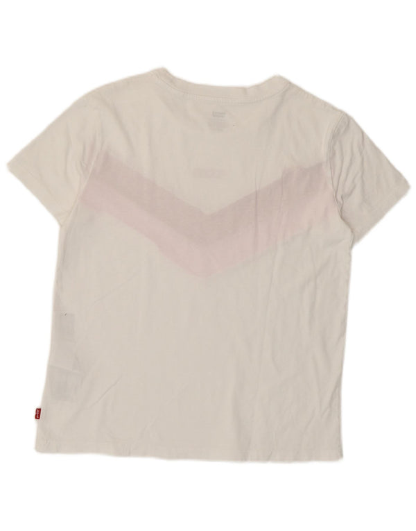 Levi's Camiseta corta holgada con gráfico para mujer UK 6 XS Bloque de color blanco