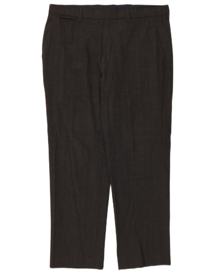 Marks & Spencer Pantalón chino de corte regular para hombre W34 L29 Poliéster gris