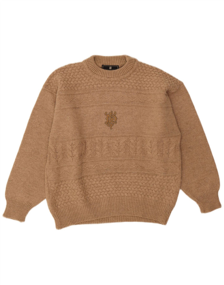 Tobia System Jersey de cuello redondo para hombre IT 48 Lana beige medio