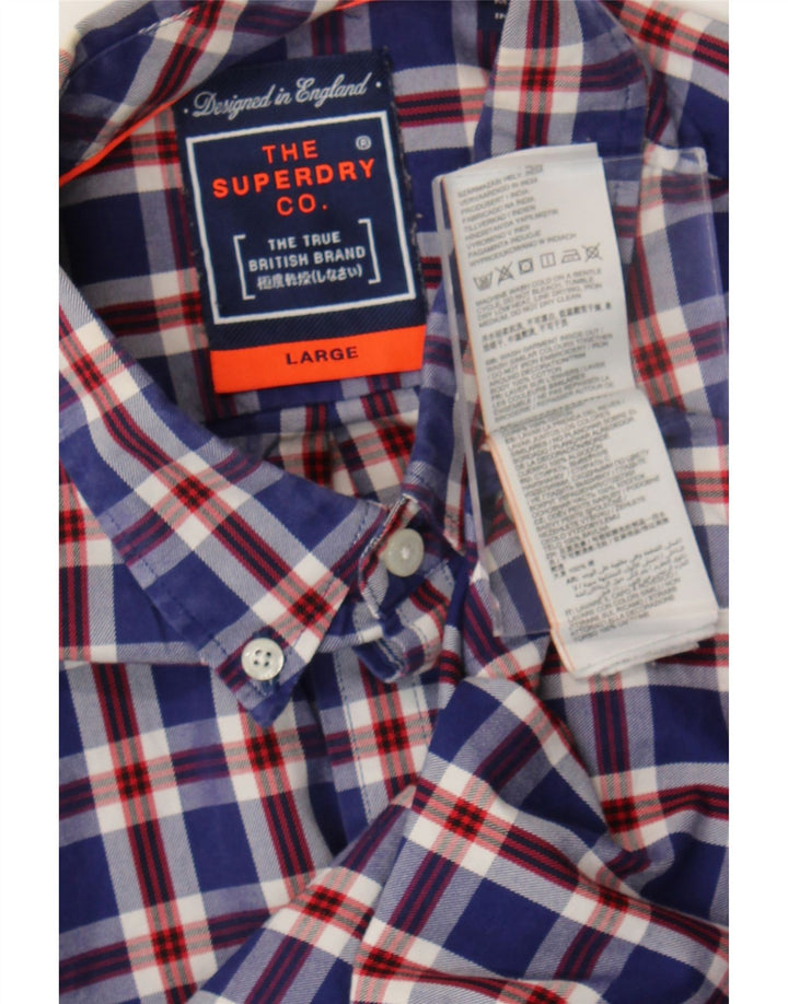 Camisa Superdry para hombre de algodón a cuadros azules grandes