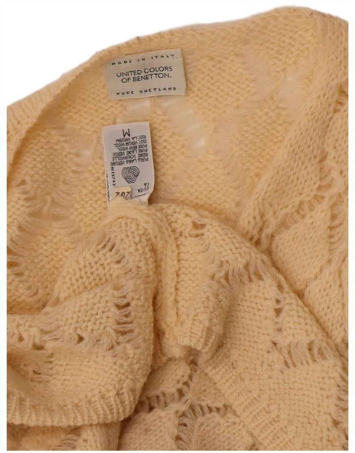 Benetton Cárdigan Mujer ES 44 Mediano Blanco Roto Argyle/Diamante