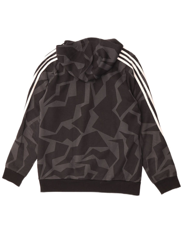 Adidas - Sudadera con capucha para niño (15-16 años), color negro, algodón geométrico
