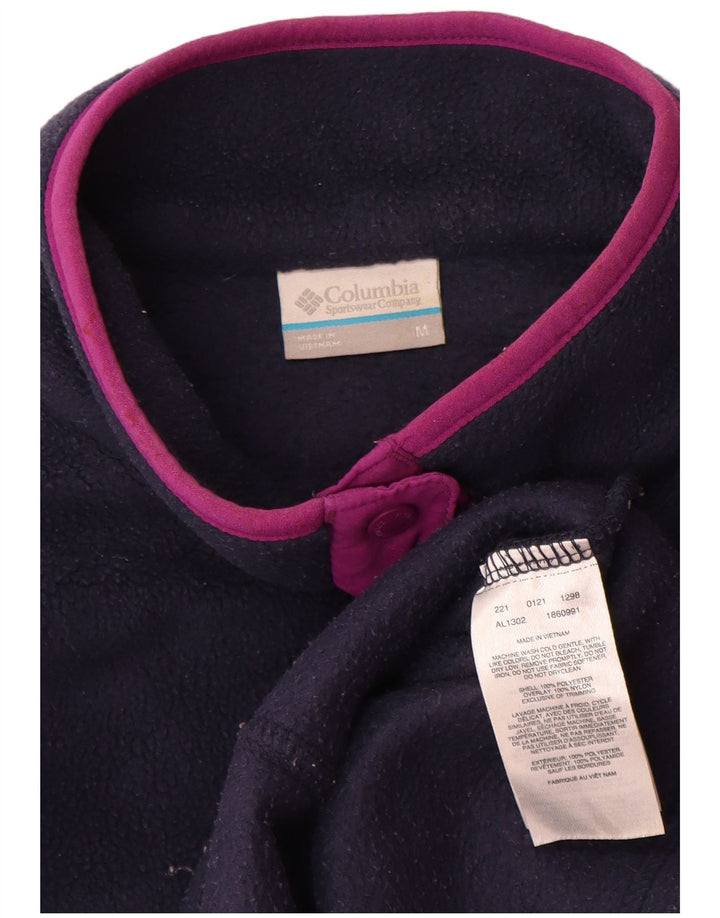 Columbia Jersey de forro polar con cuello y botones para mujer UK 44 Poliéster azul marino mediano