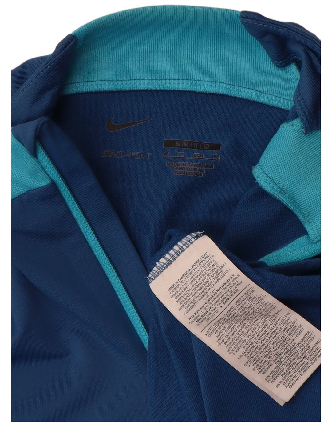 Nike Hombre Dri Fit Zip Neck Slim Jersey Chándal Top XS Azul Geométrico